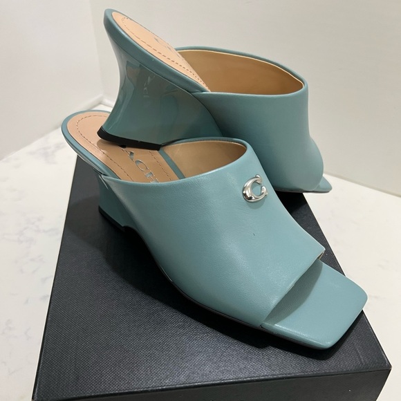 Coach Women's Teal Mules with Silver Accent - Picture 8 of 11